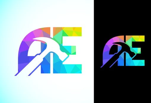 Polygonal Letter A E Logo Design Vector Template. Low Poly Graphic Alphabet Symbol For Corporate Business Identity