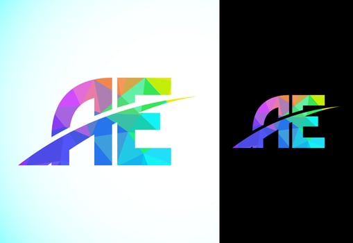 Polygonal Letter A E Logo Design Vector Template. Low Poly Graphic Alphabet Symbol For Corporate Business Identity