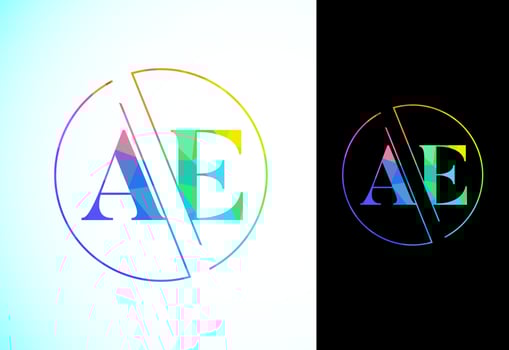 Polygonal Letter A E Logo Design Vector Template. Low Poly Graphic Alphabet Symbol For Corporate Business Identity