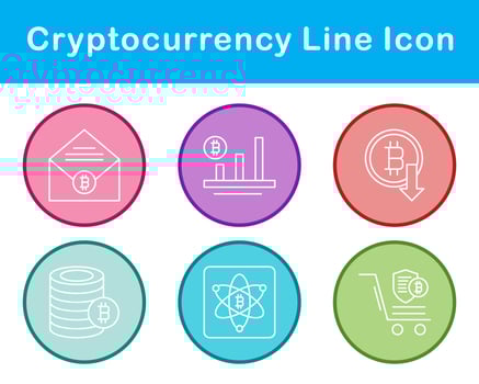 Bitcoin And Cryptocurrency Vector Icon Set