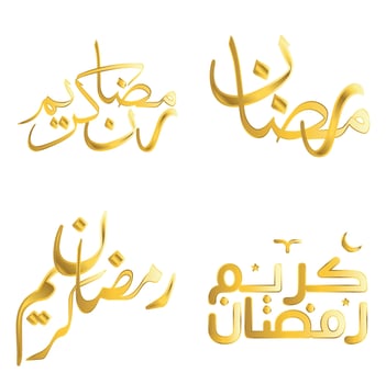 Celebrate Islamic Fasting Month with Golden Ramadan Kareem Vector Illustration.