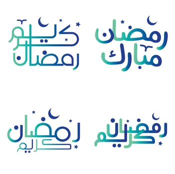 Gradient Green and Blue Arabic Calligraphy Vector Illustration for the Holy Month of Ramadan.