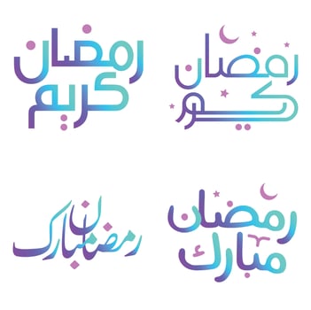 Vector Illustration of Gradient Ramadan Kareem Wishes for Muslim Celebrations.