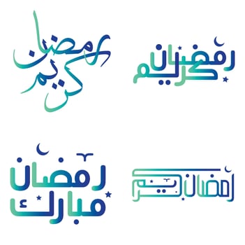 Celebrate the Holy Month of Fasting with Gradient Green and Blue Ramadan Kareem Vector Illustration.