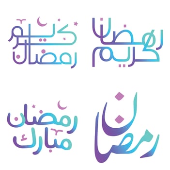 Vector Illustration of Gradient Ramadan Kareem Wishes with Arabic Calligraphy.