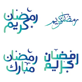 Celebrate Ramadan Kareem with Elegant Green and Blue Gradient Calligraphy Vector Design.