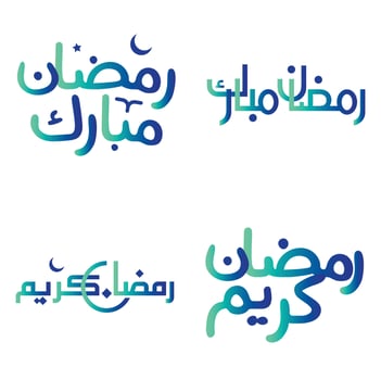 Elegant Gradient Green and Blue Calligraphy for Ramadan Kareem Greetings Vector Design.