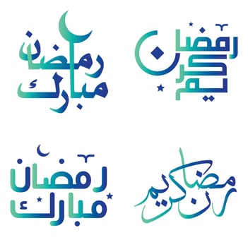 Gradient Green and Blue Ramadan Kareem Arabic Calligraphy Vector Design for the Holy Month of Ramadan.