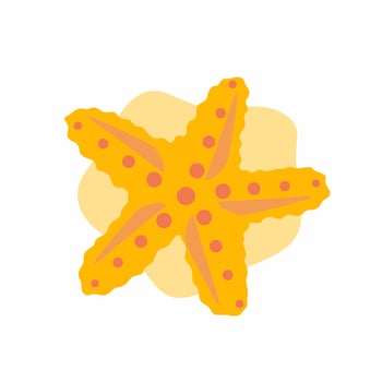 Vector cartoon yellow starfish marine underwater, seaside animal icon. Isolated background illustration.