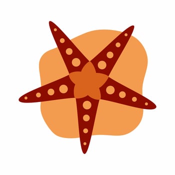 Red starfish vector flat material design isolated on white