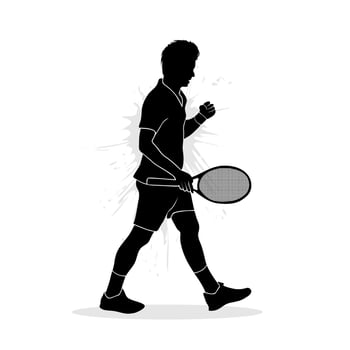 Silhouette of a male tennis player. Vector illustration