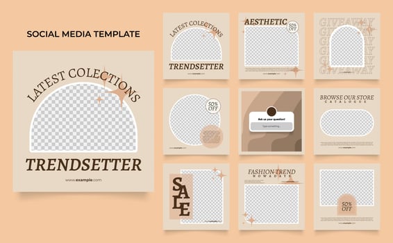 social media template banner fashion sale promotion in brown beige vector
