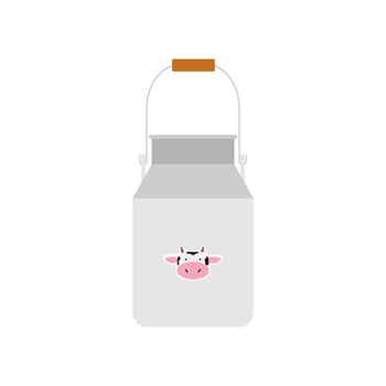 aluminium milk can flat style vector illustration. Dairy container flat design vector illustration isolated on white background