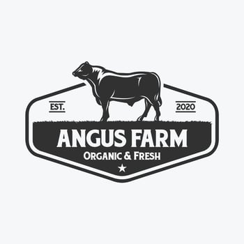 Angus Farm Emblem Logo Vector Design. Best for Cattle Livestock Farm Related Industry