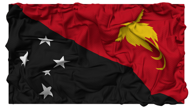 Papua New Guinea Flag Waves with Realistic Bump Texture, Flag Background, 3D Rendering png