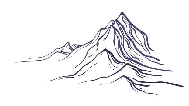 Mountain peaks, sketch. Vector graphic landscape.