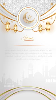 Arabic Islamic Elegant White and Golden Luxury Background vector