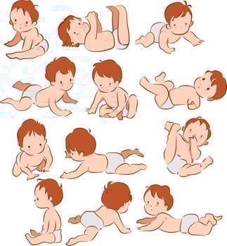Cute Baby Vector Flat Illustration Design