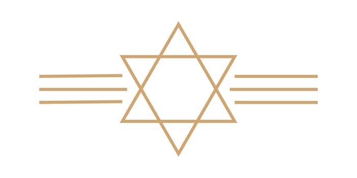 Beige outline image of the Star of David. The Star of David is a symbol commonly associated with Jewish identity and Judaism. Vector illustration.