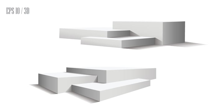 Podiums. 3d pedestals. Vector illustration