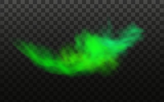 Green stink bad smell, smoke or poison gases,chemical toxic vapour.Vector realistic set of stench breath or sweat odor isolated on transparent checkered background. vector