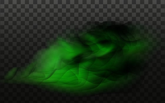Green stink bad smell, smoke or poison gases,chemical toxic vapour.Vector realistic set of stench breath or sweat odor isolated on transparent checkered background. vector