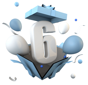 Blue number 6 a happy birthday celebration png