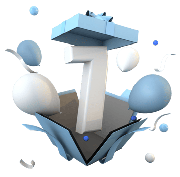 Blue number 7 a happy birthday celebration png