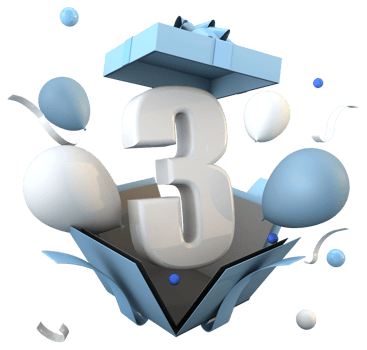 Blue number 3 a happy birthday celebration png