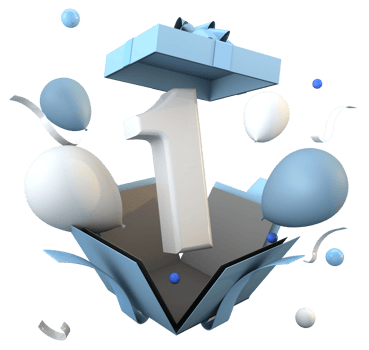 Blue number 1 a happy birthday celebration png