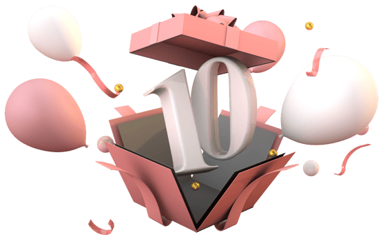 Pink number 10 a happy birthday celebration png