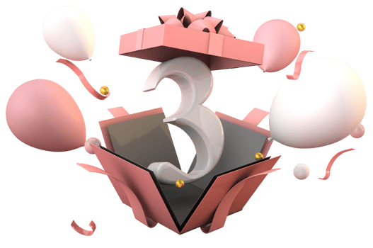 Pink number 3 a happy birthday celebration png