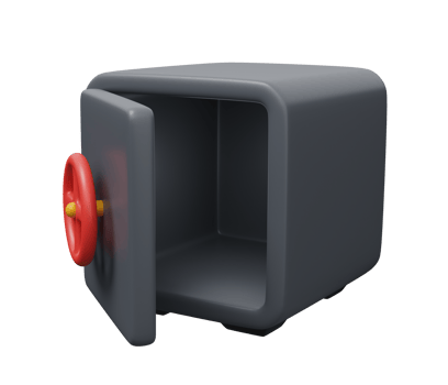 open empty safe box 3d png