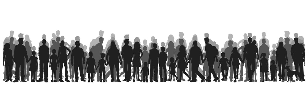 People silhouette set man woman silhouettes crowd of people family children adult young people youth background vector illustration