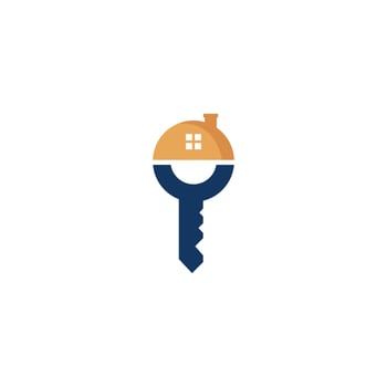 Logo for house key company with house key on top. vector