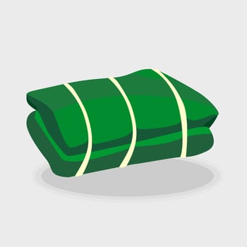 Buras traditional food from indonesia. Rice wrapped in banana leaves. Burasa cartoon vector cute style