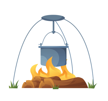 camping pot over a bonfire camping equipment illustration png
