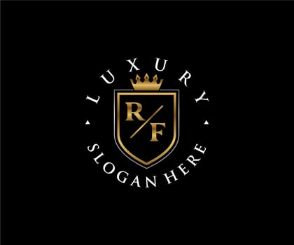 Initial RF Letter Royal Luxury Logo template in vector art for Restaurant, Royalty, Boutique, Cafe, Hotel, Heraldic, Jewelry, Fashion and other vector illustration.