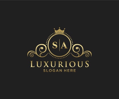 Initial SA Letter Royal Luxury Logo template in vector art for Restaurant, Royalty, Boutique, Cafe, Hotel, Heraldic, Jewelry, Fashion and other vector illustration.