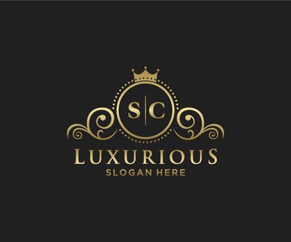 Initial SC Letter Royal Luxury Logo template in vector art for Restaurant, Royalty, Boutique, Cafe, Hotel, Heraldic, Jewelry, Fashion and other vector illustration.