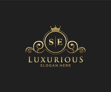 Initial SE Letter Royal Luxury Logo template in vector art for Restaurant, Royalty, Boutique, Cafe, Hotel, Heraldic, Jewelry, Fashion and other vector illustration.