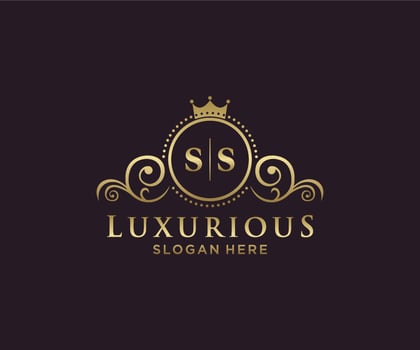 Initial SS Letter Royal Luxury Logo template in vector art for Restaurant, Royalty, Boutique, Cafe, Hotel, Heraldic, Jewelry, Fashion and other vector illustration.