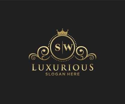 Initial SW Letter Royal Luxury Logo template in vector art for Restaurant, Royalty, Boutique, Cafe, Hotel, Heraldic, Jewelry, Fashion and other vector illustration.