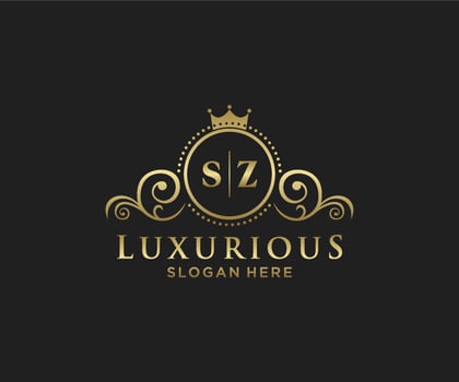 Initial SZ Letter Royal Luxury Logo template in vector art for Restaurant, Royalty, Boutique, Cafe, Hotel, Heraldic, Jewelry, Fashion and other vector illustration.