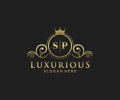 Initial SP Letter Royal Luxury Logo template in vector art for Restaurant, Royalty, Boutique, Cafe, Hotel, Heraldic, Jewelry, Fashion and other vector illustration.
