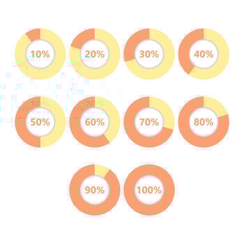 circular diagram chart or loading process icon with percentage, vector illustration