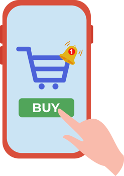 online shopping icon using smartphone. online purchase icon. hand icon touching smartphone screen png