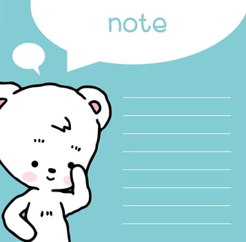 cute hand drawn doodle white bear note paper. Cute card vector illustration.