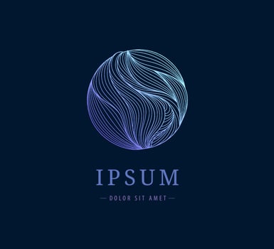 circle logo wave, linear abstract energy logotype vector