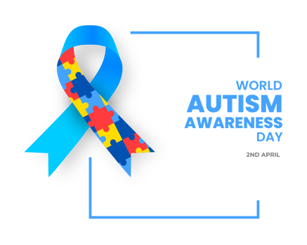 World autism awareness day color frame with typography design template . World autism day colorful text design banner. design of autism. autism Health care Medical flat Text of April 02 png
